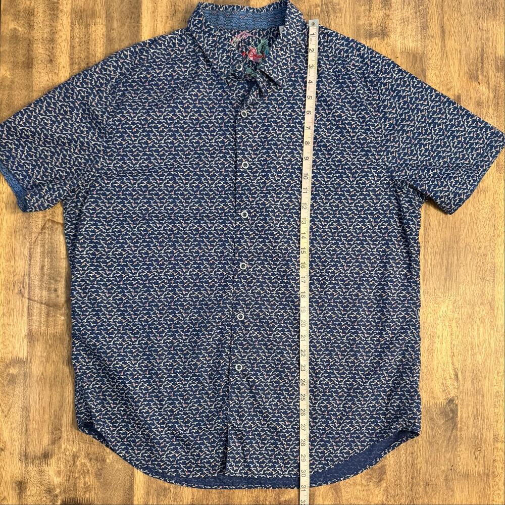 Robert Graham Cotswold Short Sleeve Button Down Shirt Birds Seagulls Blue Men XL - Picture 5 of 9